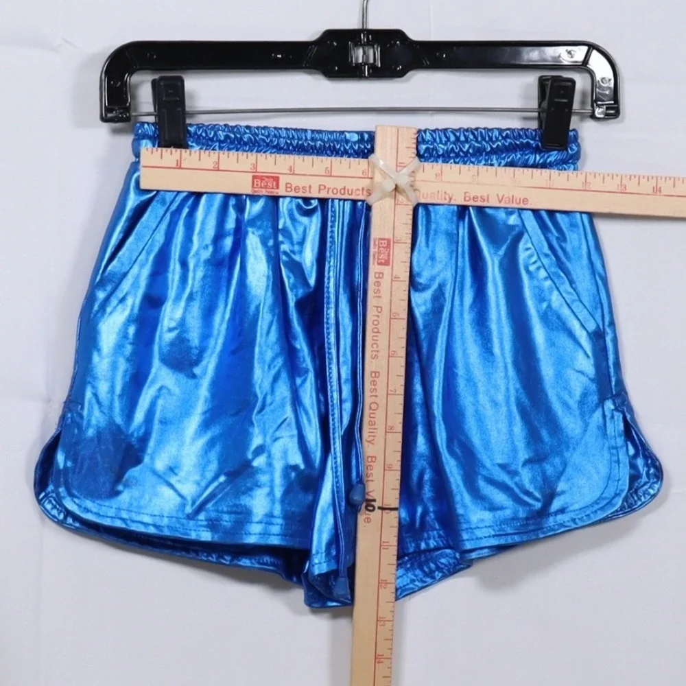 Metallic Dolphin Shorts Small Blue Silver Womens 2 Pack Rave Festival